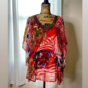 Printed Sheer Kaftan